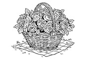 Bloom Basket Coloring Pages, an Illustration by yasushie (Thumbnail 7 of 9)