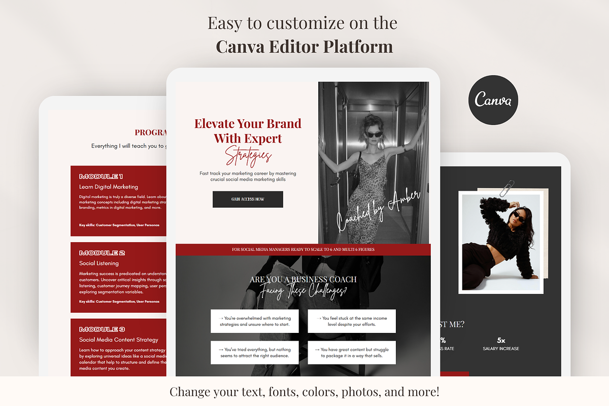 Sales Funnel Canva Landing Page, a Landing Page Template by GlamWebDesigns (Photo 2 of 8)
