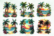 Aesthetic Sunset & Palm Tree Clipart, a Seasonal Illustration by Creative Art (Thumbnail 2 of 8)