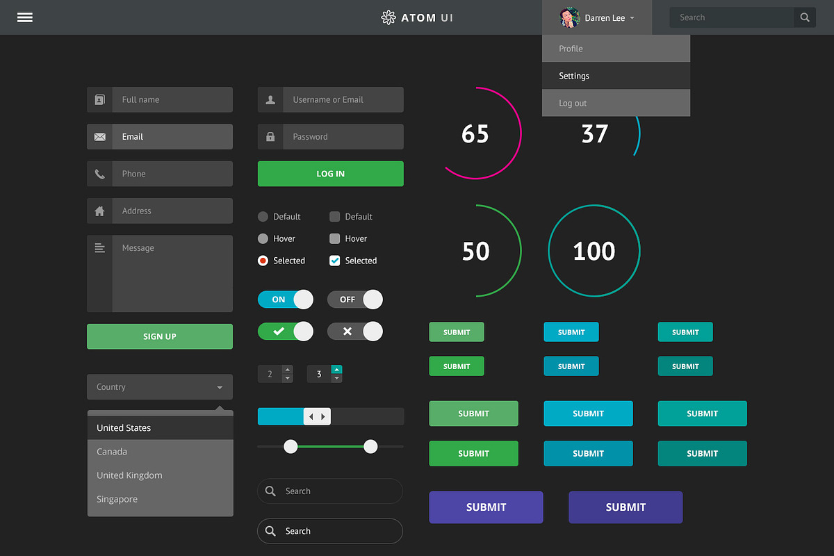 Atom UI, an UI Kit Template by Fixx (Photo 2 of 5)