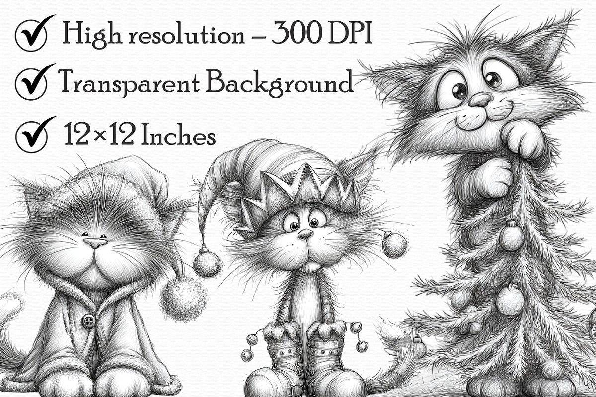 Whimsical Christmas Cat Clipart, an Illustration by Libby Wishes (Photo 9 of 9)