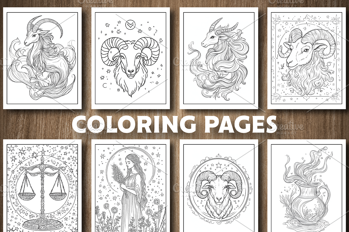 Adults Zodiac Coloring Book Pages, a Person Illustration by Design Station (Photo 4 of 5)