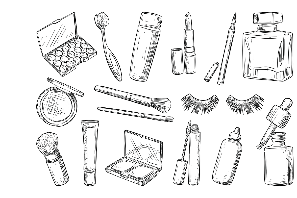 cosmetics handdrawn collection, an Object Graphic by nikagraphic
