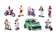 People driving electrical transport, a Transportation Illustration by PaperTrident (Thumbnail 1 of 7)