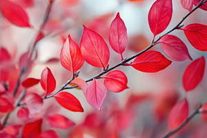 Crimson red stems and vibrant leaves, a Photo by Pavel_design