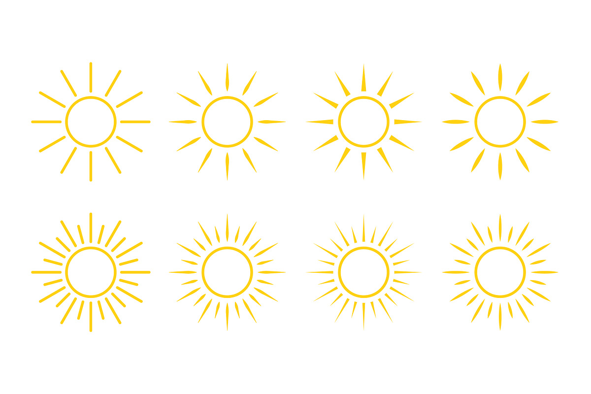 The yellow sun icon collection, an Outline Icon by Saba Vector