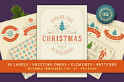 Christmas Retro Design Bundle, a Poster Template by Vasya Kobelev (Thumbnail 1 of 11)