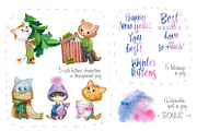 Winter kittens watercolor set, a Graphic by Lososenok (Thumbnail 2 of 6)