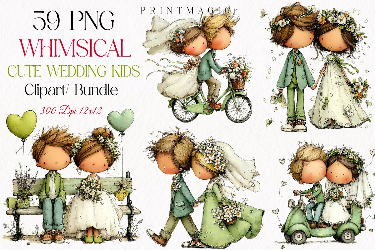 Whimsical Wedding Kids Clipart PNG, a Person Illustration by fashionaddict (Photo 1 of 7)