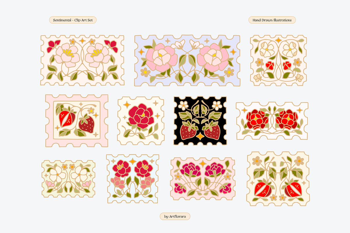 SENTIMENTAL Hand Drawn Whimsy Floral, an Object Graphic by Artflorara (Photo 5 of 12)