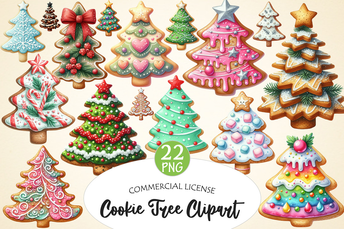 Christmas Cookie Tree Clipart, a Seasonal Illustration by Daily.Designs