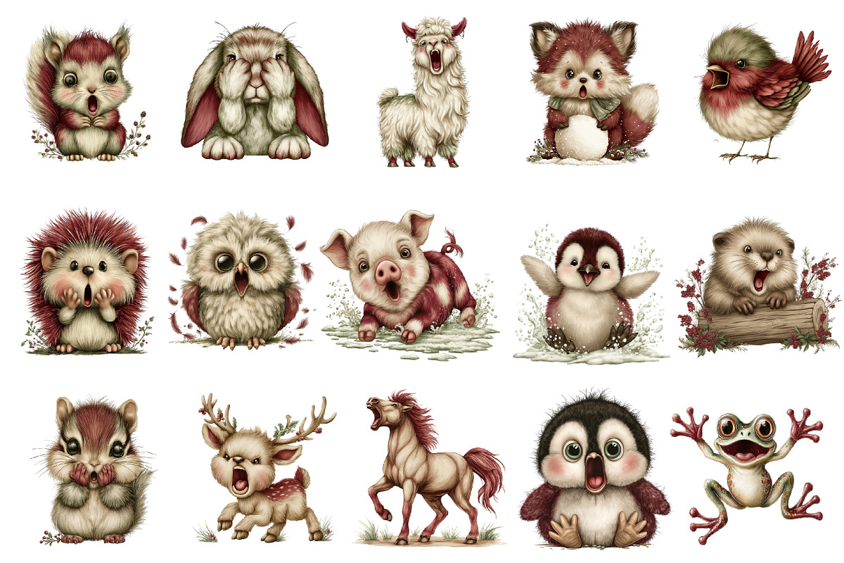 Funny Panic Animals Clipart Bundle, an Illustration by designcity5 (Photo 3 of 5)