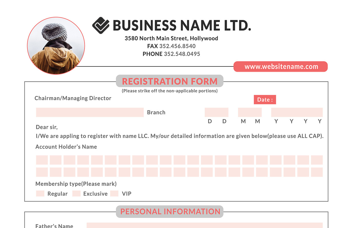 Registration form 2, a Stationery Template by DesignGhar (Photo 3 of 5)