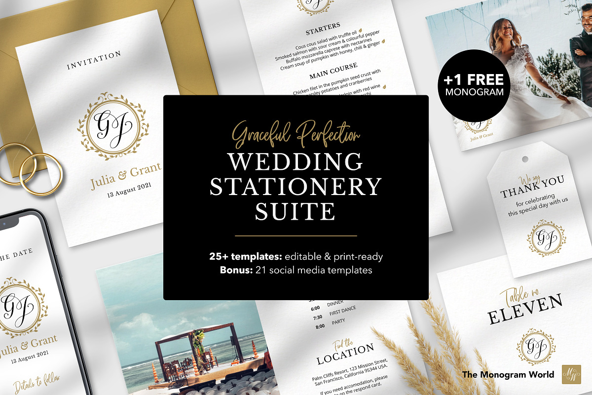 Wedding Stationery Suite, an Invitation Template by Monogram World (Photo 1 of 9)