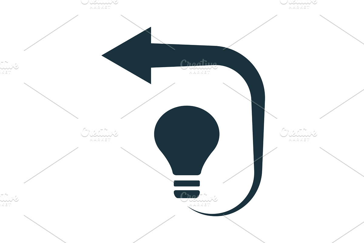 Returning arrow pointing light bulb, a Person Illustration by Aimagenarium@gmail.com