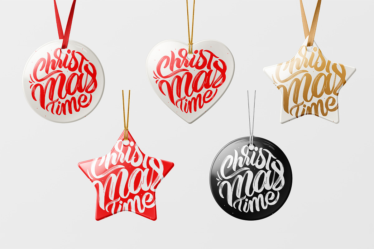 Christmas Ceramic Ornaments Mockup, a Household Mockup by PrimeMockup (Photo 6 of 10)