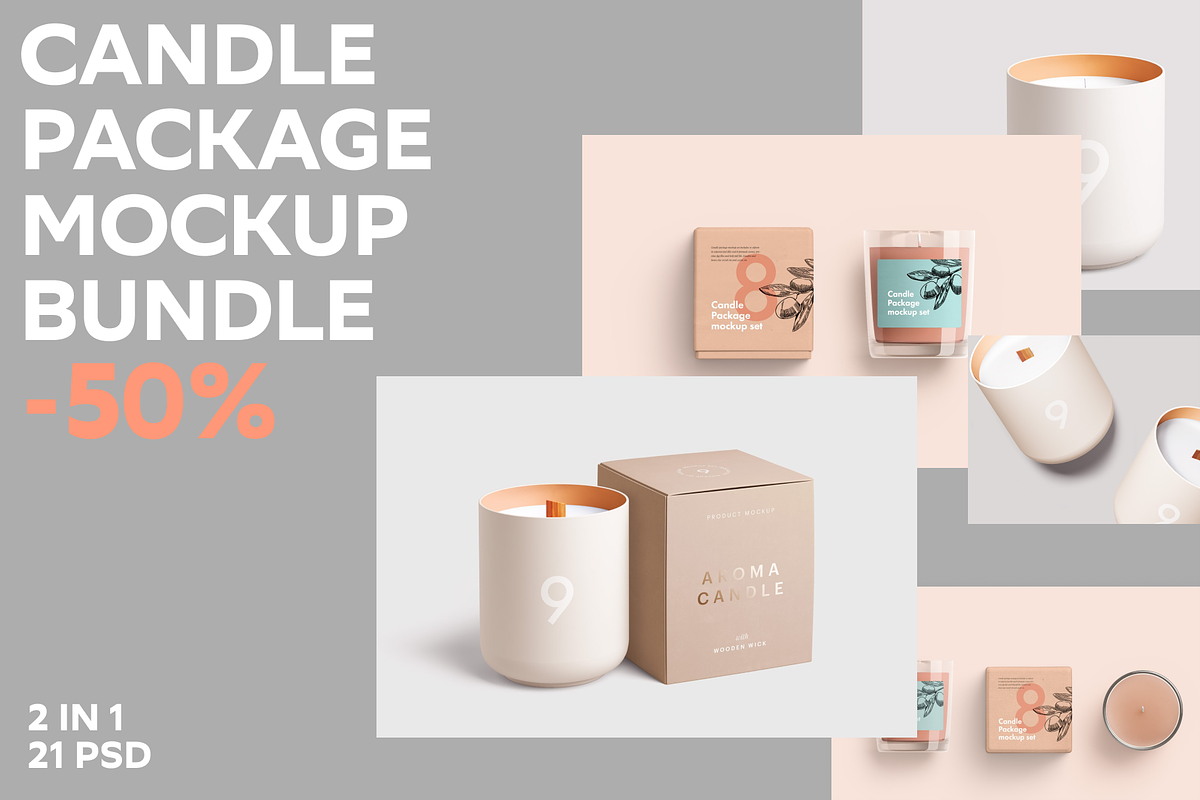 Candle mockup bundle, a Packaging Mockup by GraphicWave (Photo 1 of 7)