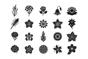 Various Silhouette Flower Bundles, an Object Illustration by Toufiqul