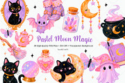 Pastel Moon Magic Witch Clipart, a Seasonal Illustration by TumblerArtDS (Thumbnail 1 of 3)