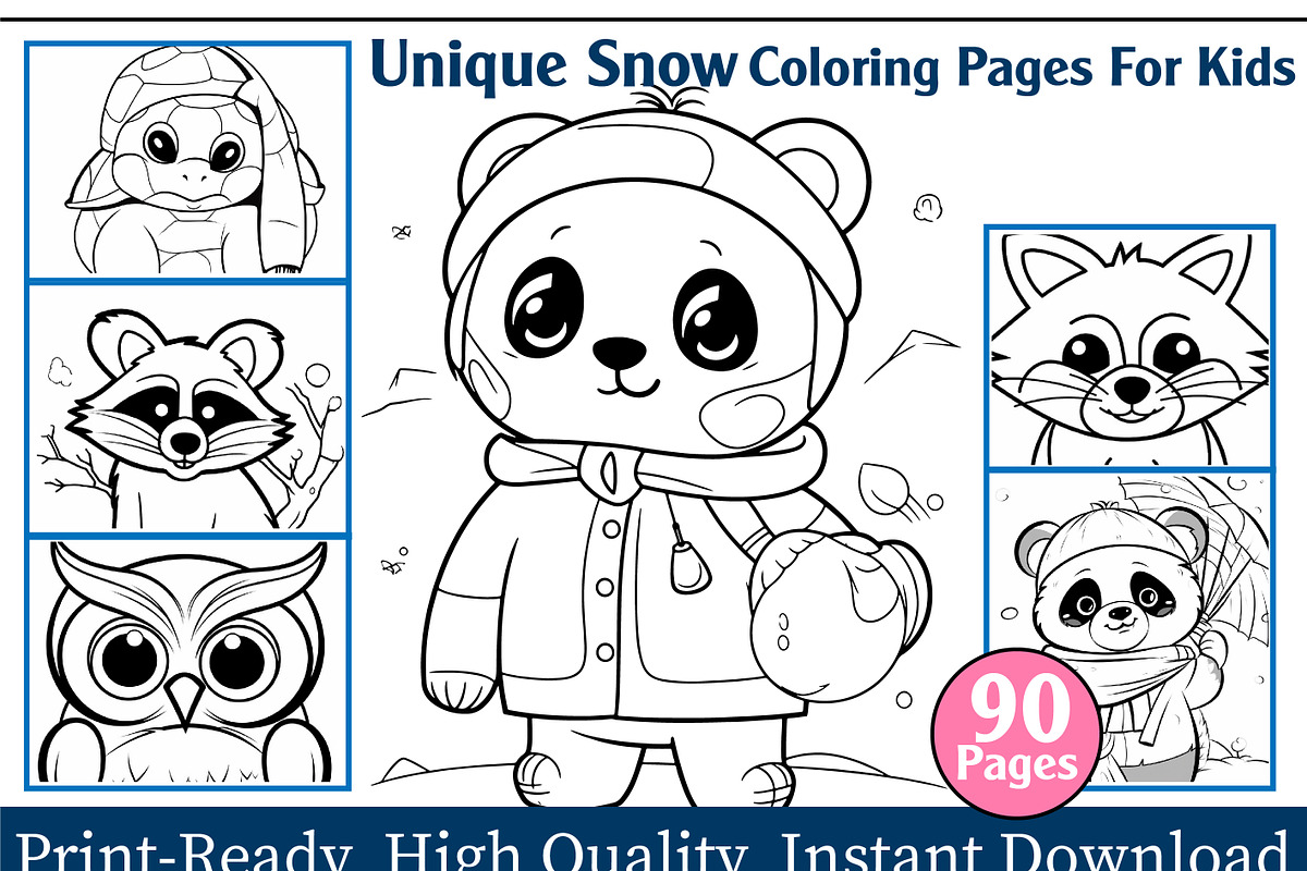 Unique Snow Coloring Pages For Kids, an Animal Illustration by maggiesar (Photo 1 of 4)