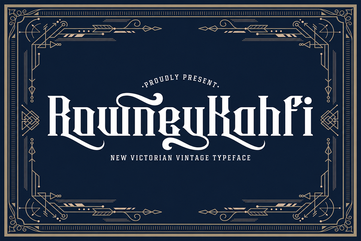 Rowney Kahfi - Victorian Style Font, a Blackletter Font by StringLabs (Photo 1 of 8)