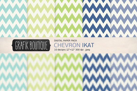 Chevron ikat mint navy papers preview 5