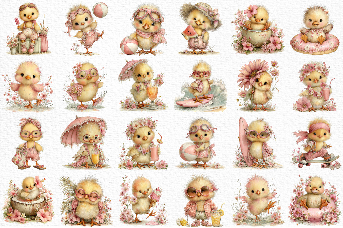 Summer Funny Chick Clipart, an Illustration by Craft Nest (Photo 6 of 12)
