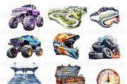Watercolor Monster Truck Clipart PNG, a Transportation Illustration by BrushstrokeArtGB (Thumbnail 3 of 9)
