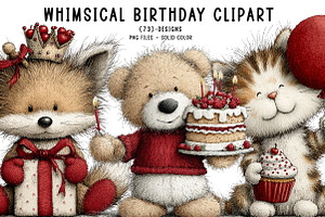 Whimsical birthday clipart birthday, an Illustration by CreationArt