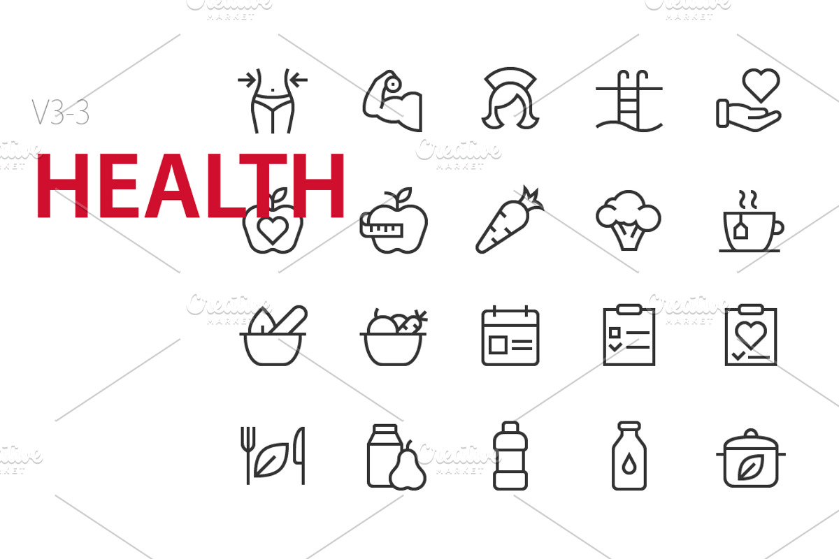 60 Health UI icons, an Outline Icon by Palau