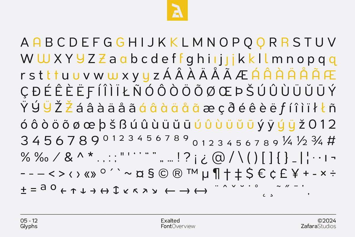 Exalted - Geometric sans serif, a Sans Serif Font by Zafara Studios (Photo 5 of 12)