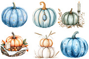 Halloween Pumpkins Clipart, an Illustration by Watercolor design (Thumbnail 4 of 4)