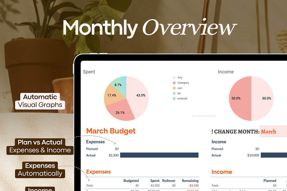 Monthly Budget Spreadsheet – Google, a Templates & Theme by vitalinagerman (Photo 4 of 11)