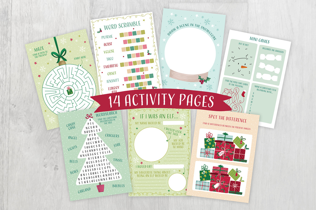 Christmas Activity Pages - Download, a Seasonal Illustration by Doodle Dibs (Photo 2 of 4)