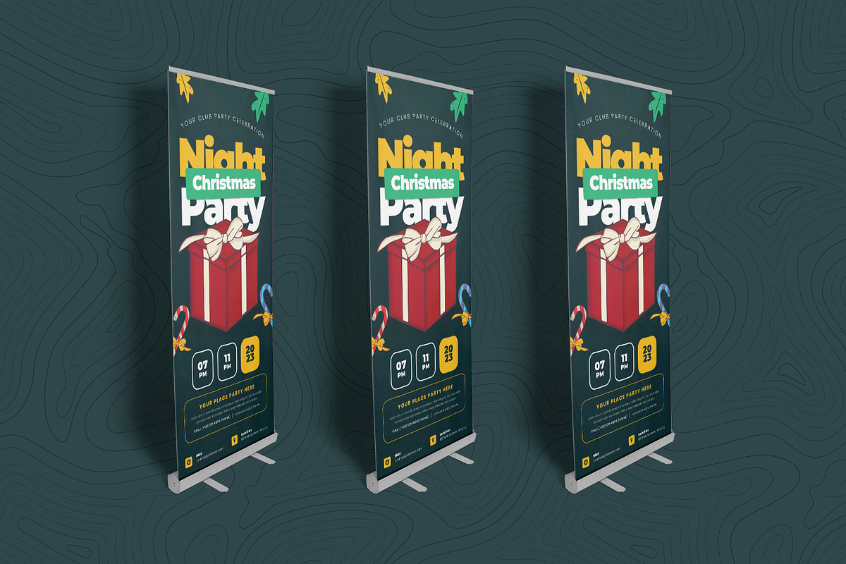 Christmas Night Party Roll Up Banner, a Print Template by Esensifiksi.studio (Photo 2 of 2)