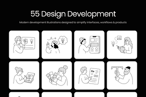 55 Design Development Illustrations, a Technology Illustration by Prosymbols