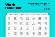 Work From Home  | 16 Thin Line Icons, an Outline Icon by Alex Blogoodf (Thumbnail 2 of 15)