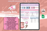 Monthly Bills Manager Spreadsheet, a Stationery Template by bellaROSEworkshop (Thumbnail 2 of 6)