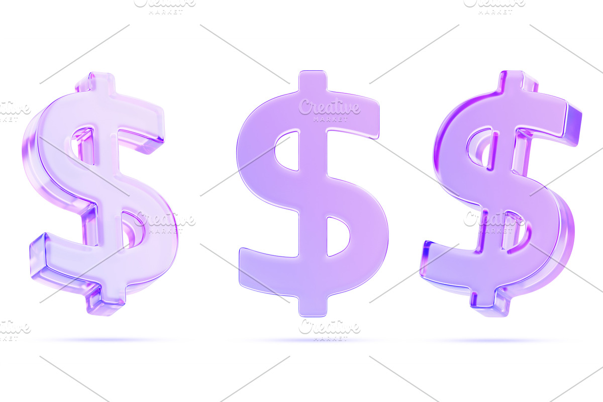 Glass holographic dollar sign in, a Finance Illustration by Marozhkastudio