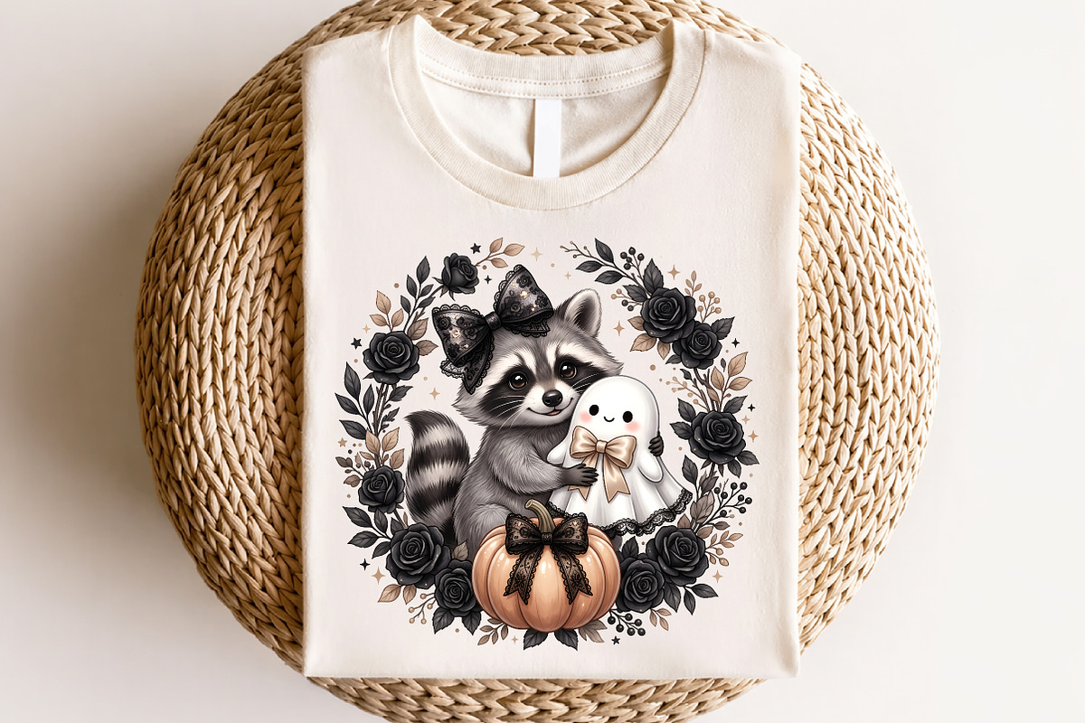 Cute Ghost and Raccoon Halloween, a Seasonal Illustration by CraftArtStudio (Photo 4 of 4)