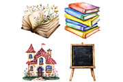 Watercolor School Supplies Clipart, a Seasonal Illustration by CitraGraphics (Thumbnail 4 of 6)