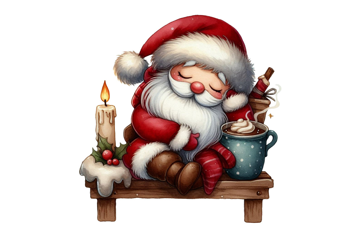 Vintage & Modern Watercolor Santa, an Illustration by Designking (Photo 2 of 5)