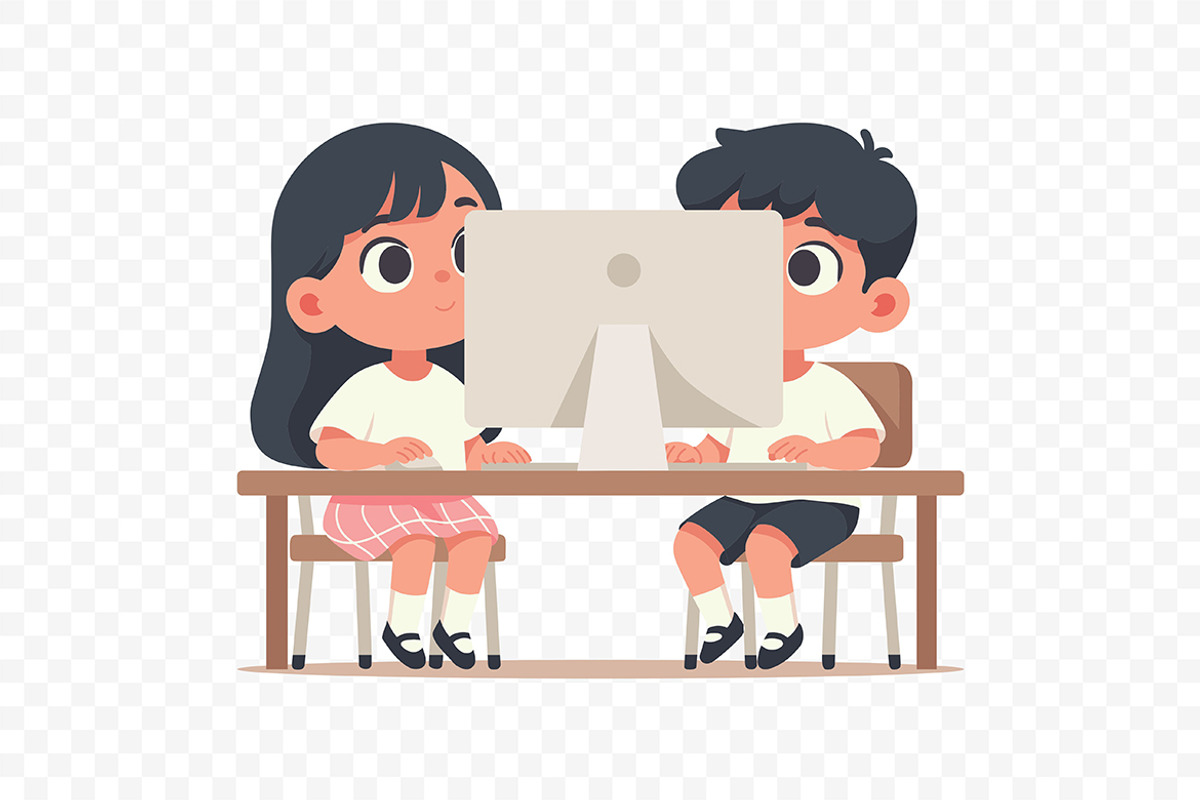 Kids Using Computer Illustration, a Person Illustration by Partikusi Design (Photo 3 of 3)