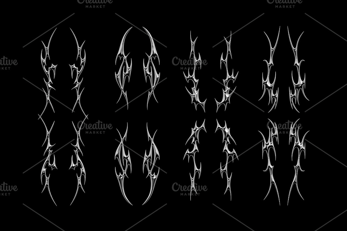 Chrome Tribal Borders and Shapes, an Object Graphic by BonkiStudio (Photo 9 of 9)