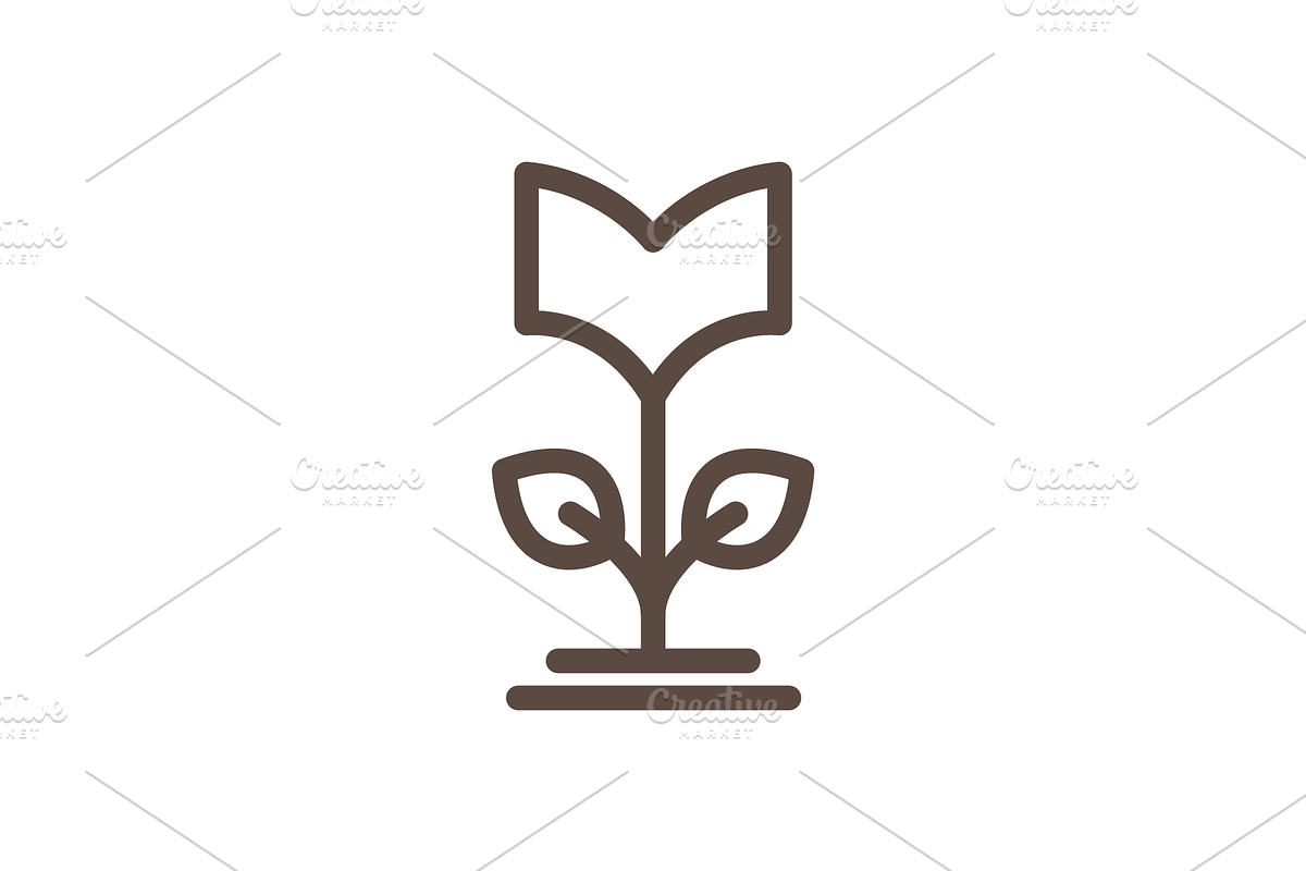 growth study book plant line logo, a Branding & Logo Template by devastd