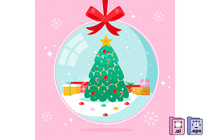 Flat Hanging Snow Globe, a Decorative Illustration by MISS CHATZ