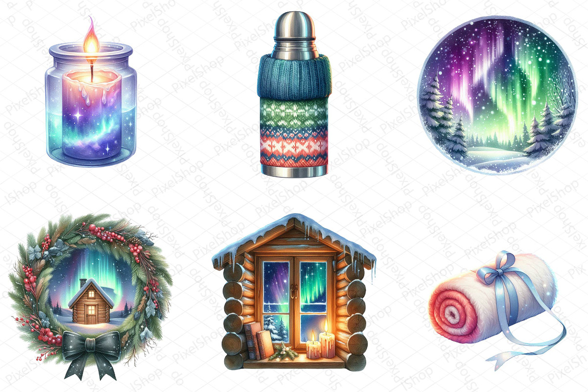 Cozy Winter Northern Lights Bundle, an Illustration by DreamPrint404 (Photo 3 of 5)