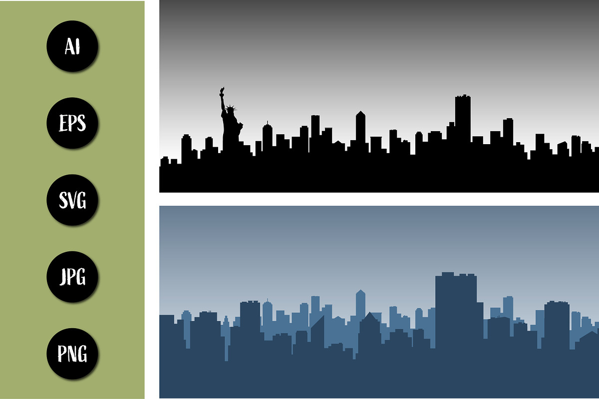 Two Distinct City Skylines, a Background Graphic by Saba Vector