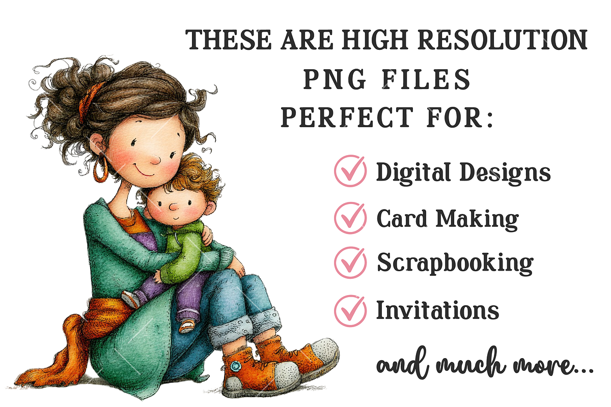 Whimsical Mother and Child Clipart, an Illustration by OK Design (Photo 4 of 6)