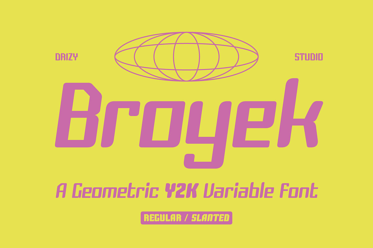 Broyek – Geometric Y2K Variable Font, a Sans Serif Font by Drizy (Photo 1 of 10)